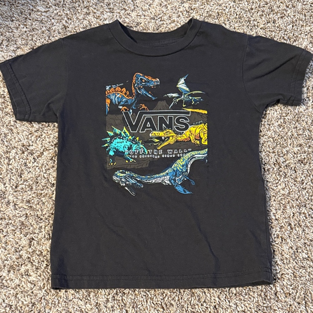 Vans Kids Black Tee with Dinosaur Graphics
